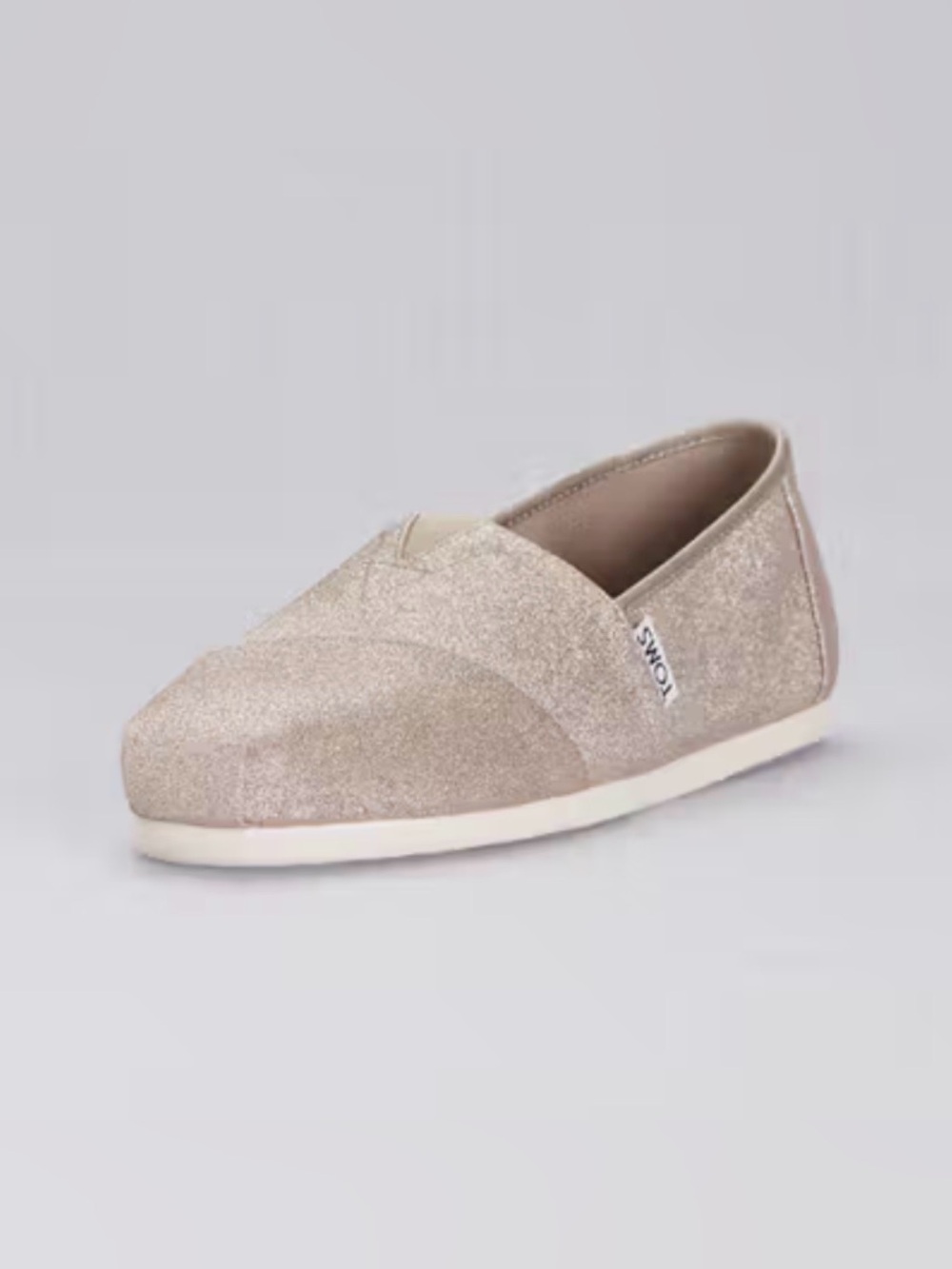 TOMS Girls Rose Gold Glitter Canvas Slip On Flats Closed Toe US Youth Size 5